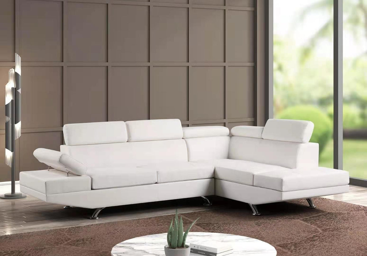 Moderno Sectional — Adjustable Headrests & Chrome Legs