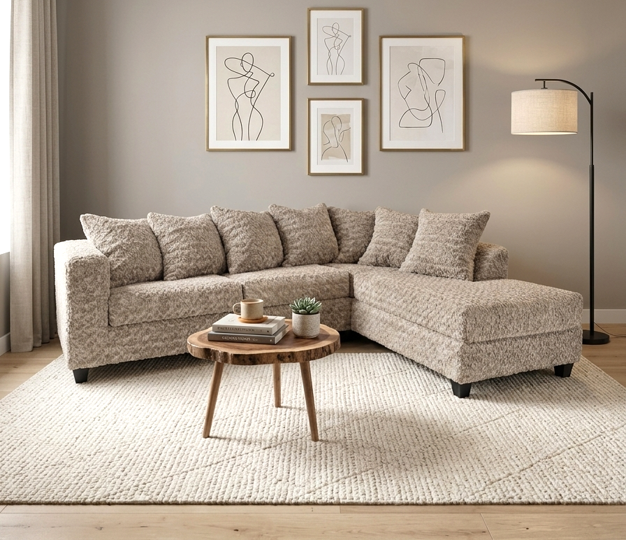 610 2-Piece Sectional with Chaise — 7 Matching Pillows, 5 Colorways