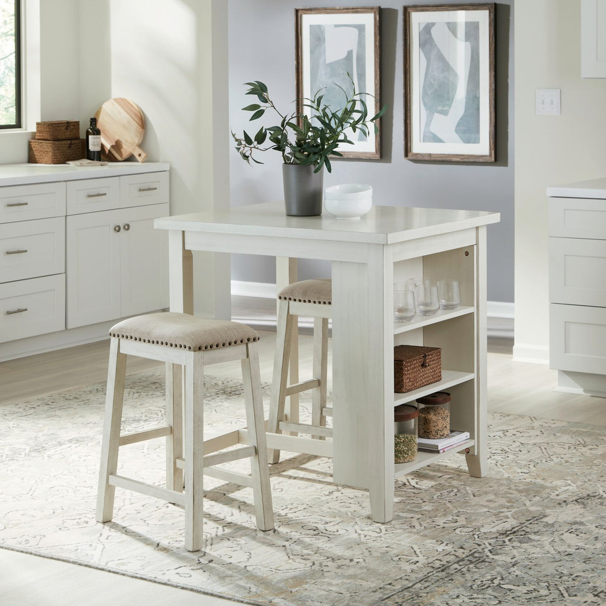 942 White 3-Piece Dining Set — Table & 2 Chairs
