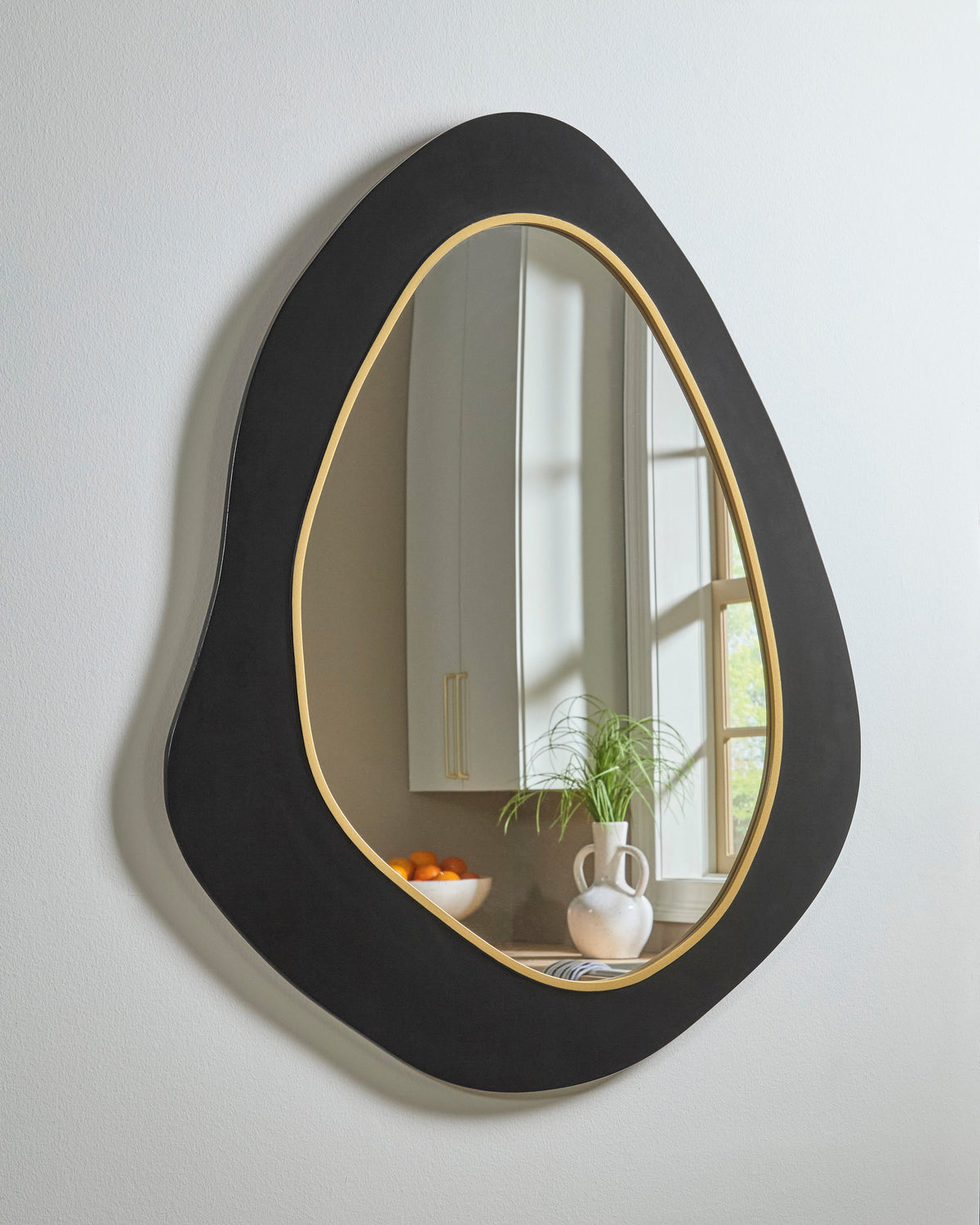 Ashley A8010414 Black & Gold-Tone Accent Mirror — Wood Frame