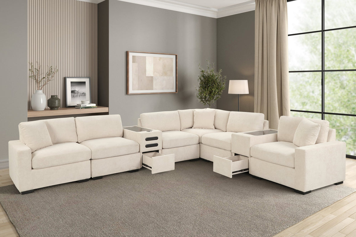 Barista 8PC Modular Sectional Set — Bluetooth Console & Washable Covers