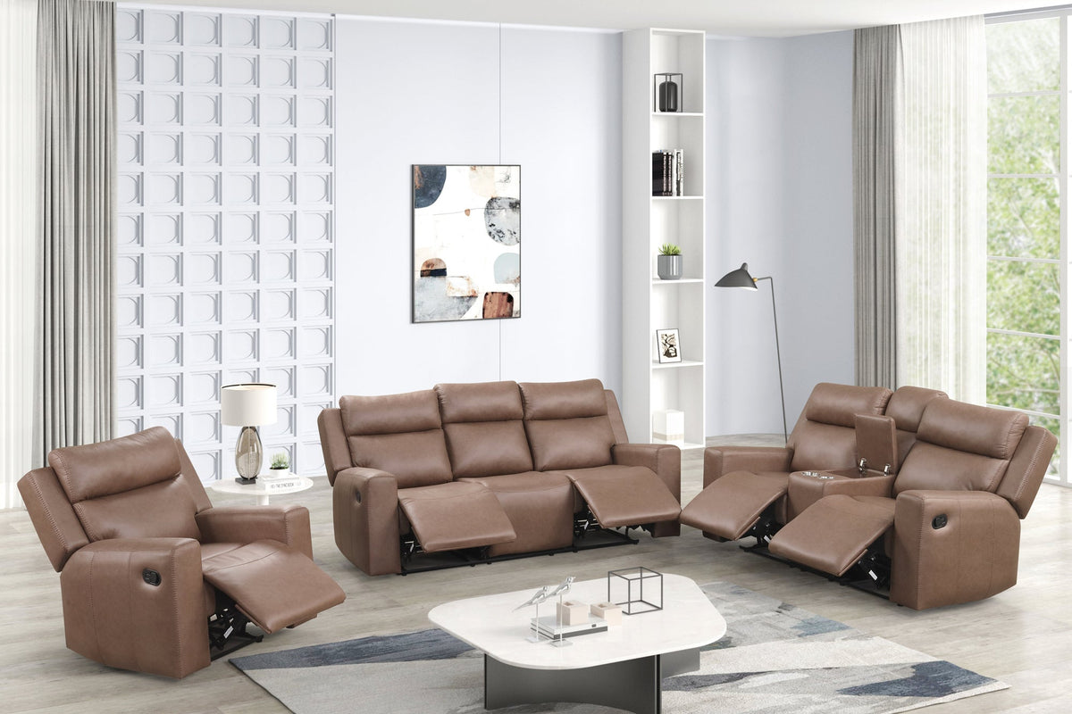 Elevation 3PC Reclining Set — Sofa, Loveseat & Recliner with USB Console