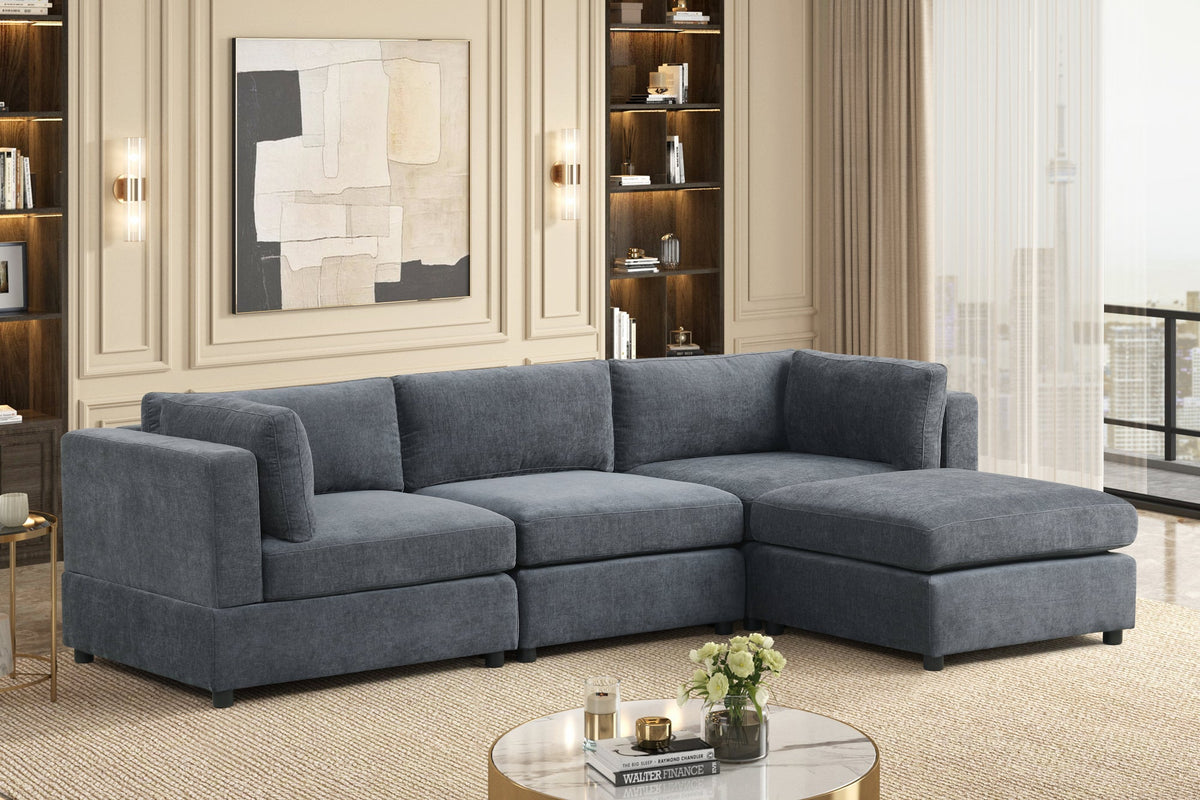 Milan Charcoal Modular Sectional — 4-Piece Set