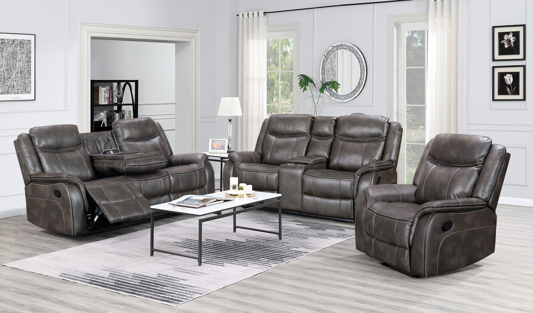 Abigail Gel Grey - Reclining Set