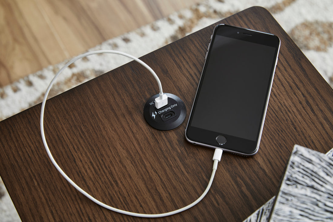 Ashley T208-217 Brown End Table — USB-A & USB-C Charging