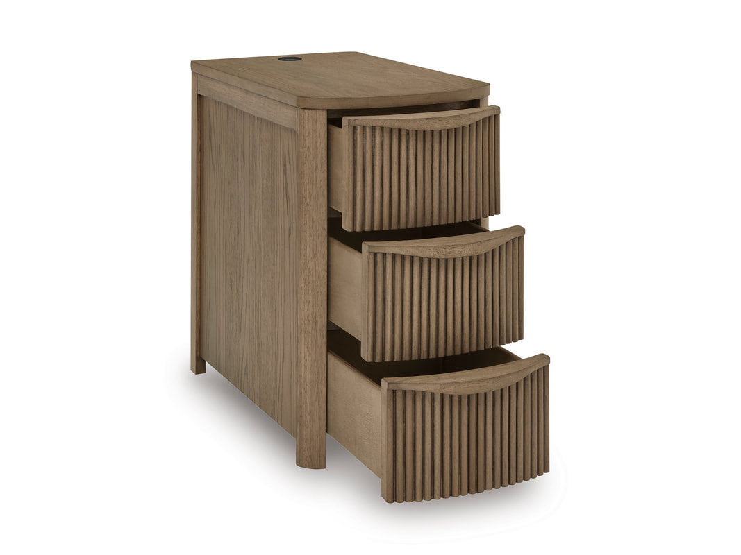 Ashley T208-317 Light Brown End Table — USB-A & USB-C Charging