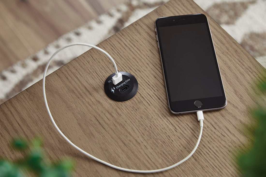 Ashley T208-317 Light Brown End Table — USB-A & USB-C Charging