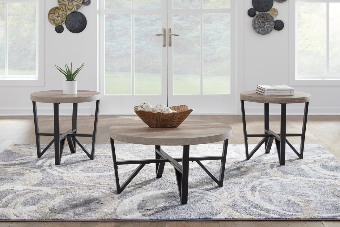Ashley T235-13 Occasional Table Set — Round Cocktail & End Tables