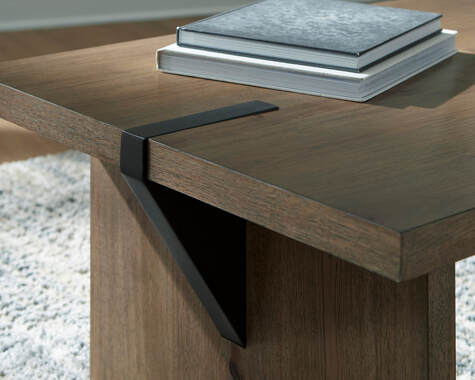 Ashley T554-1 Cocktail Table — Rustic Oak Veneer