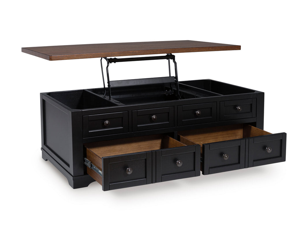 Ashley T664-9 Lift Top Cocktail Table — Butcher Block Top & Storage