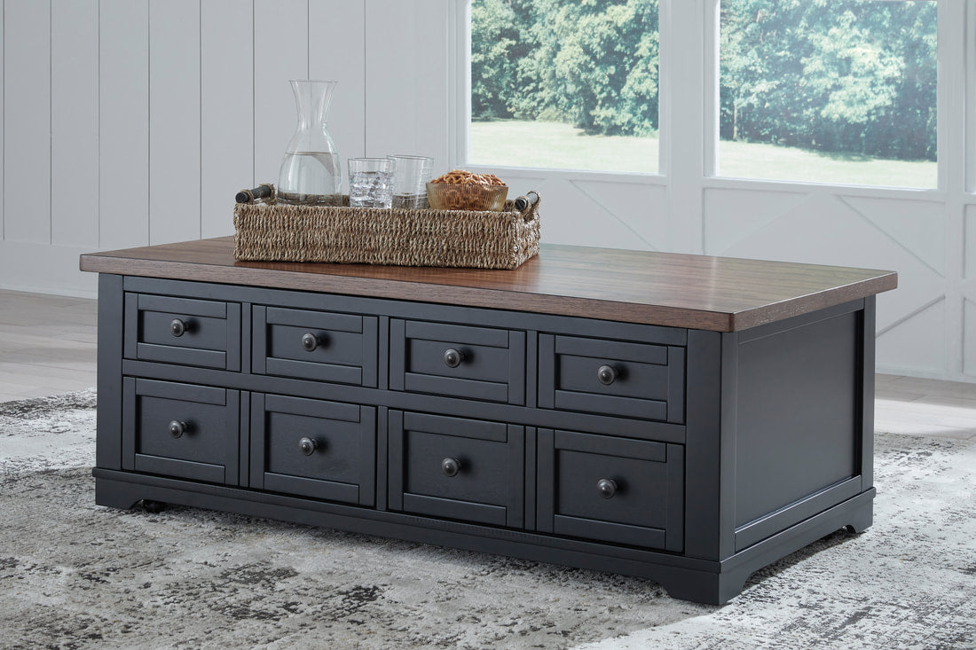 Ashley T664-9 Lift Top Cocktail Table — Butcher Block Top & Storage