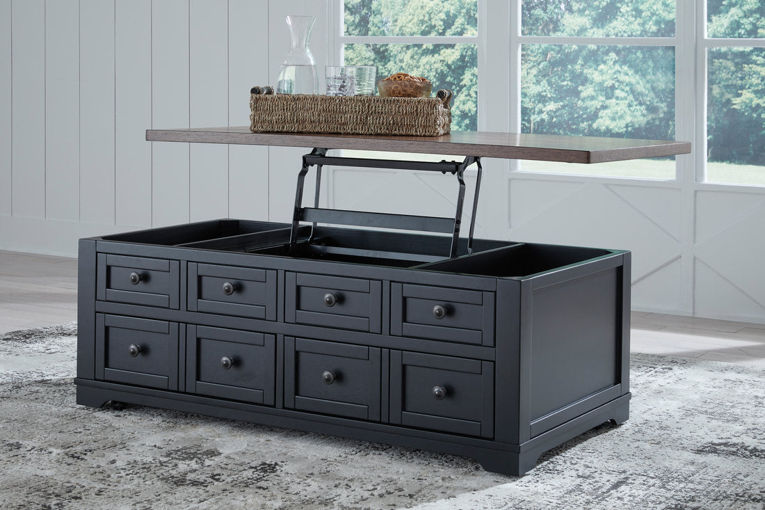 Ashley T664-9 Lift Top Cocktail Table — Butcher Block Top & Storage