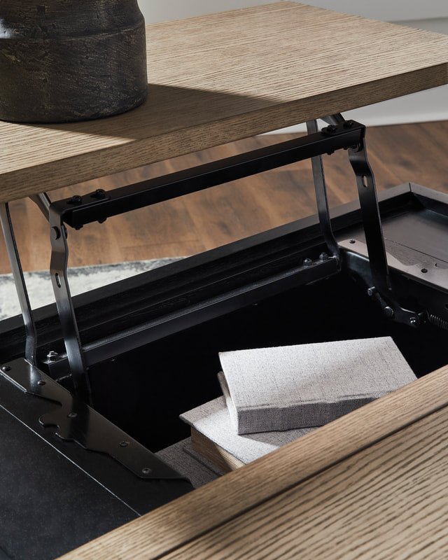 Ashley T721-00 Lift Top Cocktail Table — Casters & Cabinet Storage