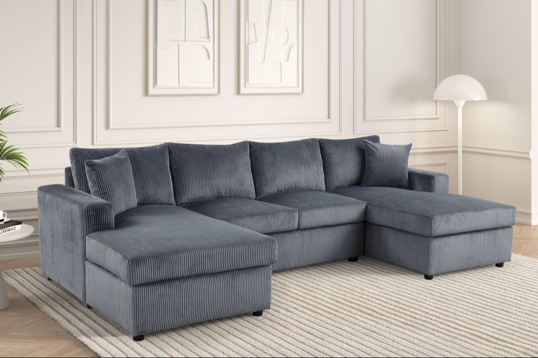 Terasa Gray Double Chaise Sectional — 120" Wide