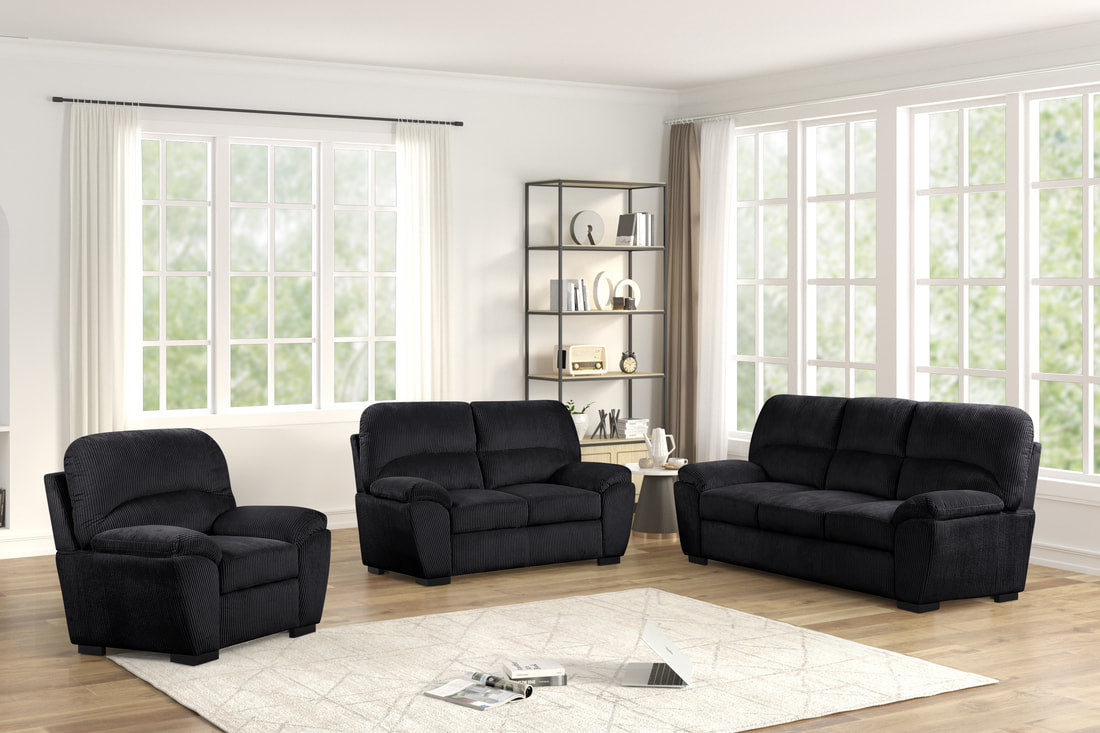 Tiffany10 Black Living Room Set — 2PC or 3PC Options