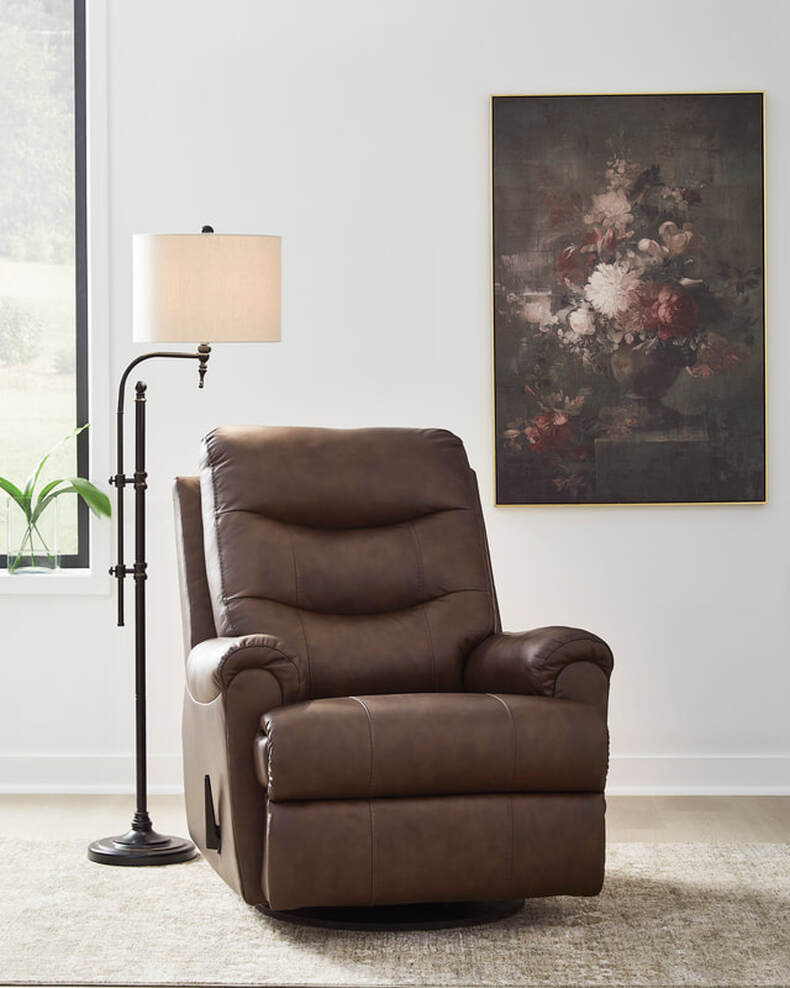 U1340061 Top Grain Leather Swivel Recliner — 360° Swivel & Glide