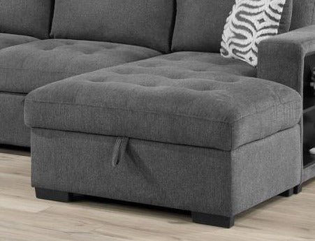 U275 Gray Storage Ottoman