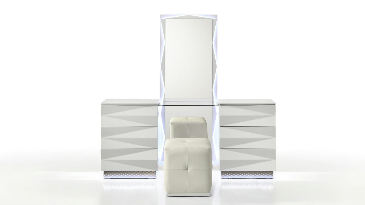 Serene White High-Gloss Vanity — Backlit LED Mirror