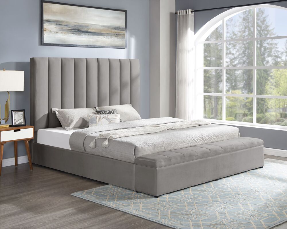 Valencia Upholstered Platform Bed — Storage Footboard