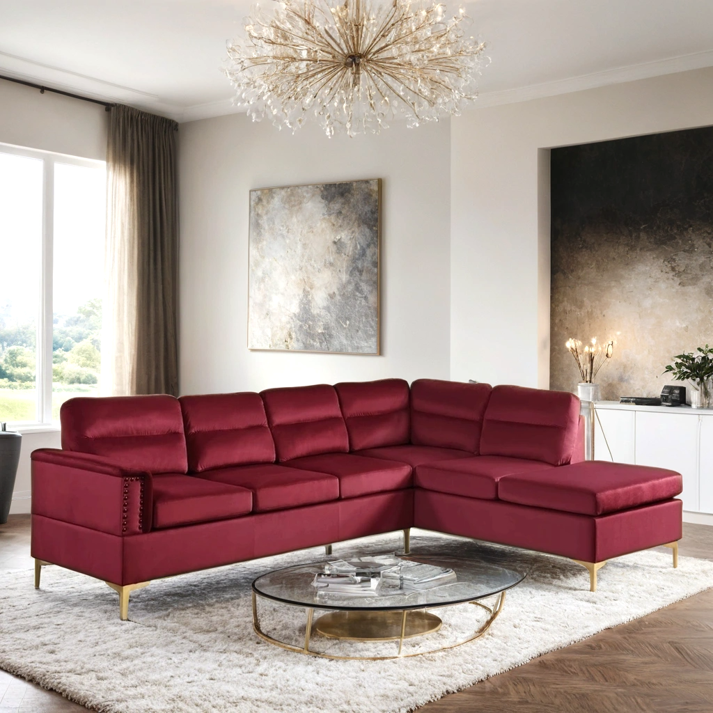 Vogue Red Sectional — Sofa & Chaise Design