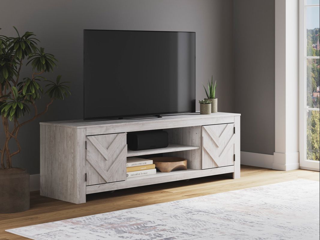 W3788-68 Light Oak-Grain TV Stand — 70" with Adjustable Shelves