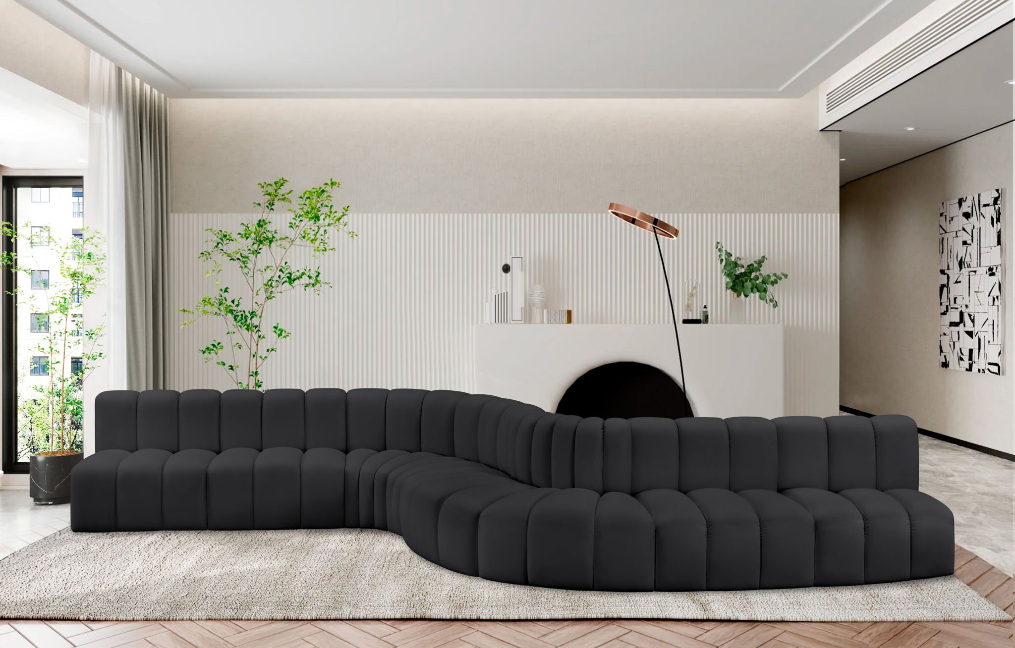 Arc - Faux Leather 8 Piece Curved Modular Sofa