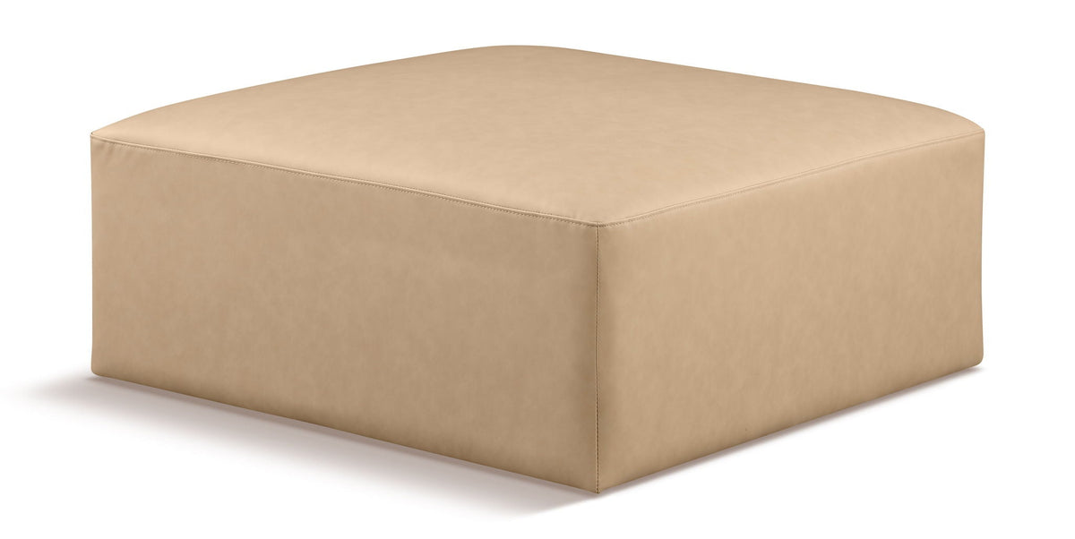 Cube Faux Leather Modular Sectional — Ottoman — Tan