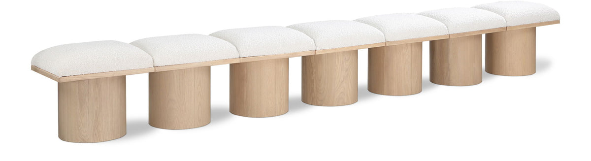Pavilion Modular Bench 7-Piece Bench, 126"W x 15.5"D — Cream / Natural Base