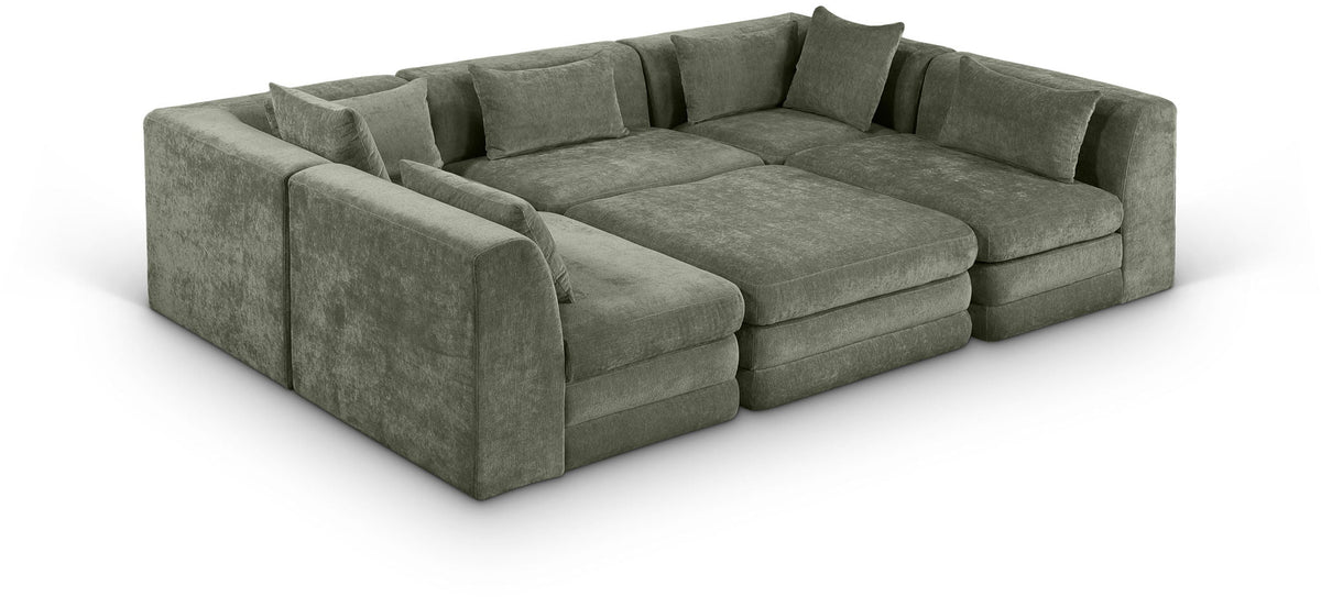 Stellar Chenille Modular Sectional — 6-Piece 114" Sectional — Green