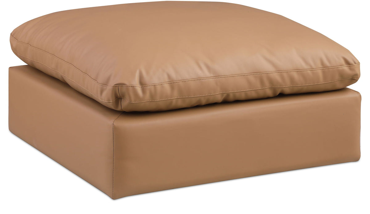 Comfy Faux Leather Modular Sectional — Ottoman — Cognac