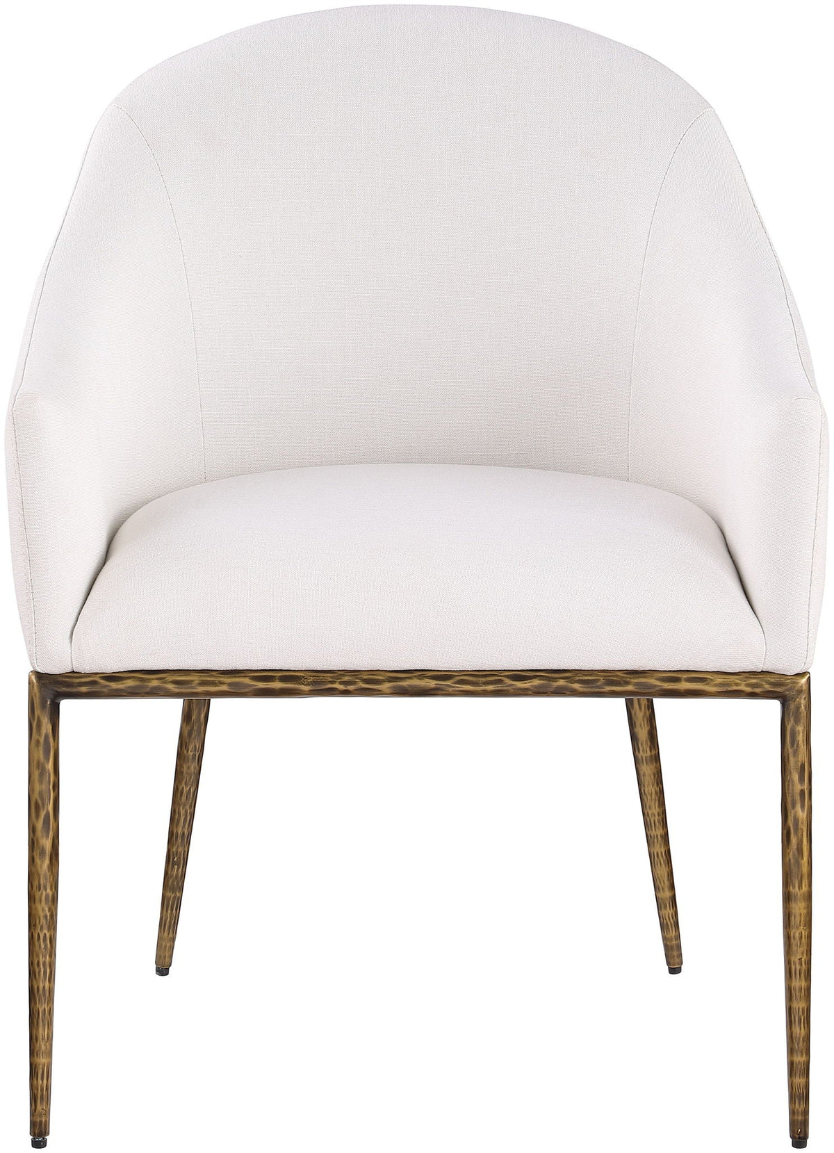 Ferro Performance Fabric Dining Arm Chair — Brushed Gold Legs - Gold