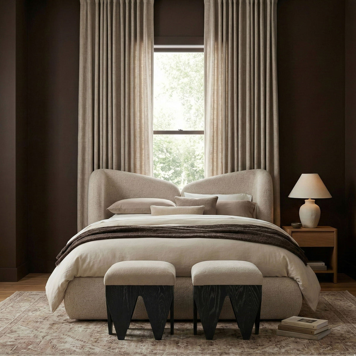 Altair - Fabric Bench with Black Base