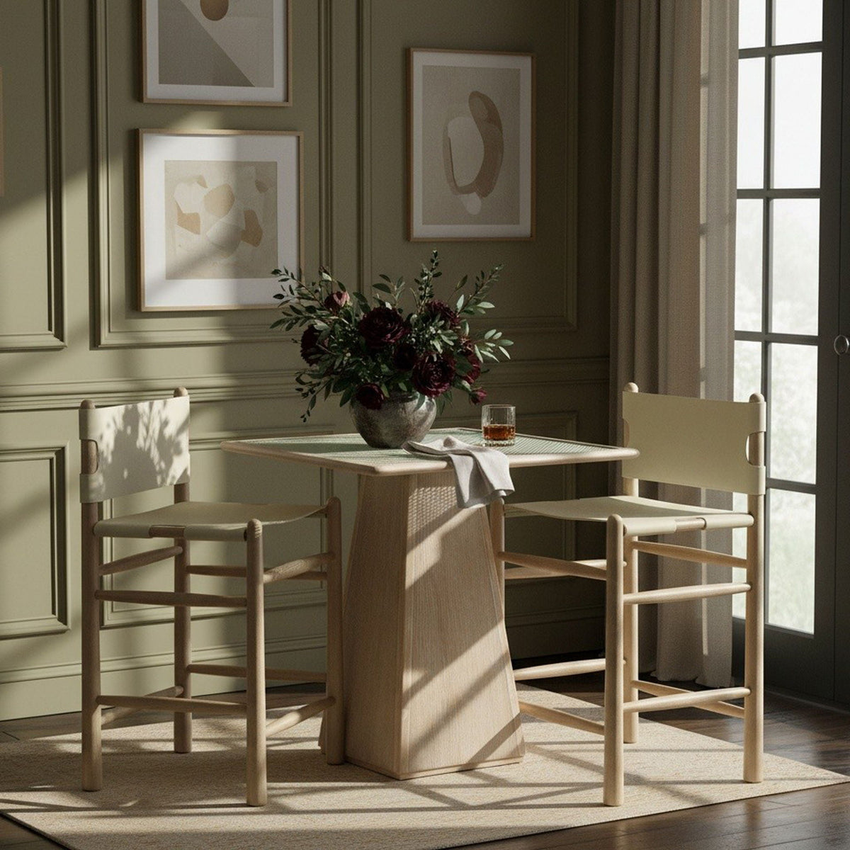 Santos Upholstered Counter Stool with Natural Base