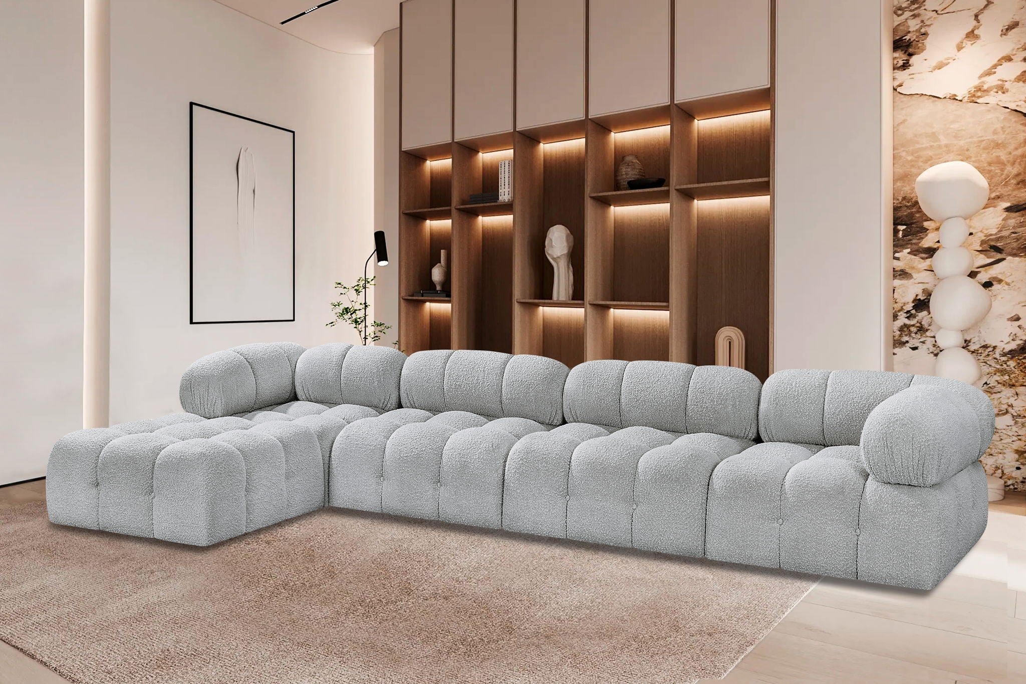 Ames - 5 Piece Fabric Modular Sectional