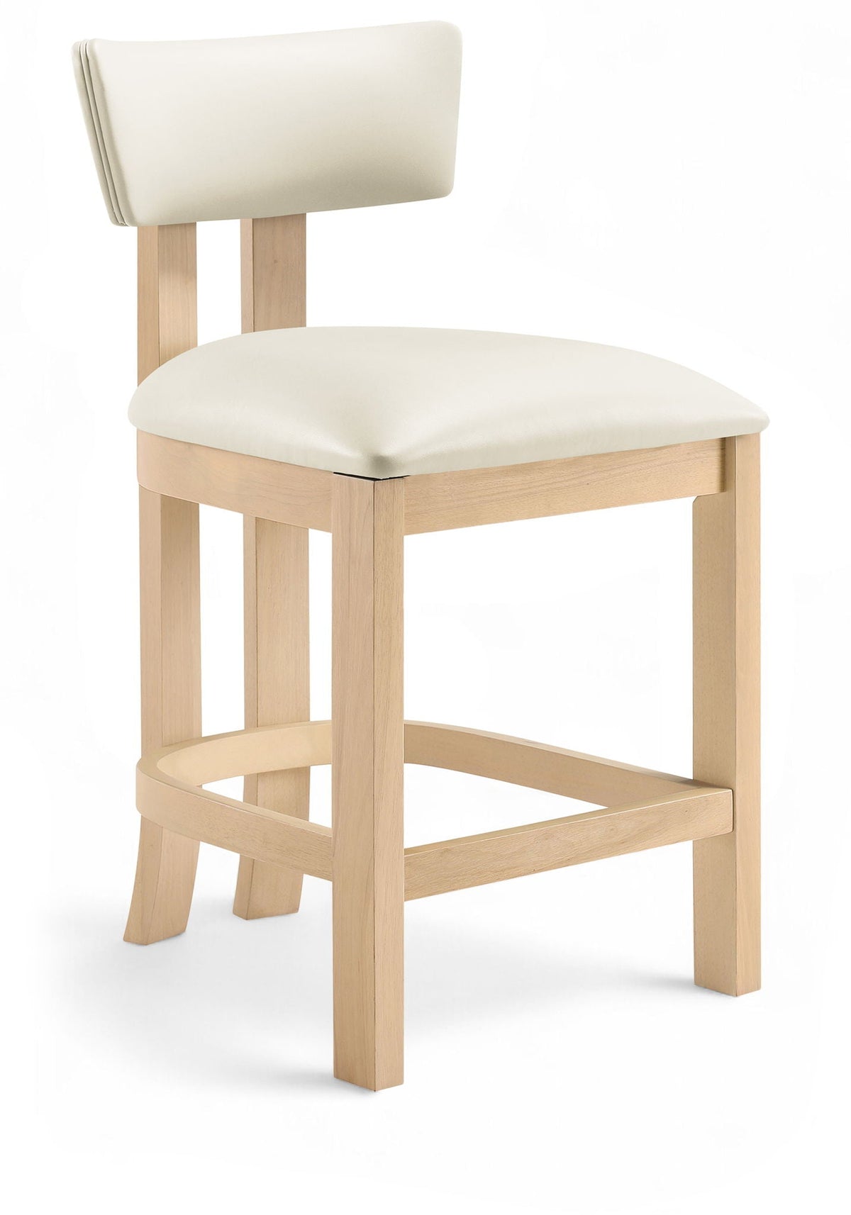 Lavrin Vegan Leather Counter Stool (Set of 2) with Natural Base