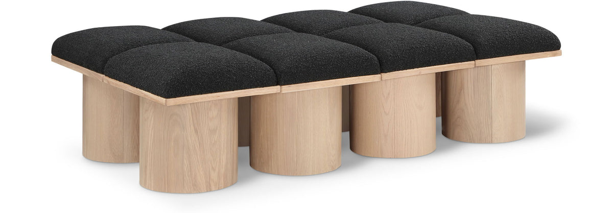 Pavilion Modular Bench 8-Piece Bench, 62"W x 36"D — Black / Natural Base