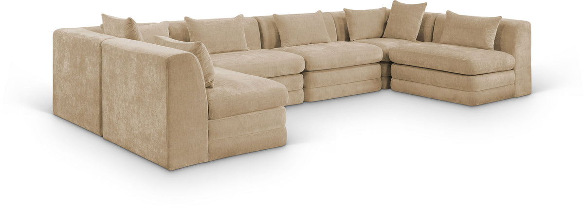 Stellar Chenille Modular Sectional — 6-Piece 152" Sectional, Style D — Beige