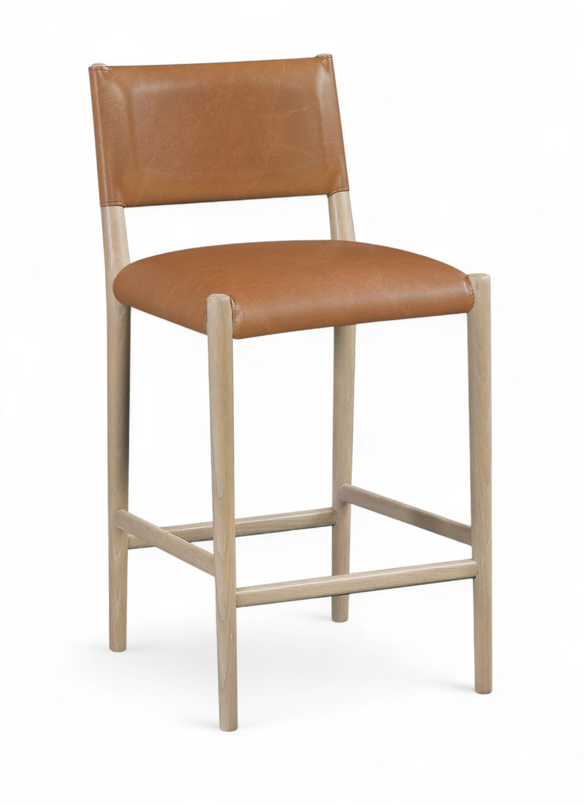 Andie Vegan Leather Counter Stool with Natural Base