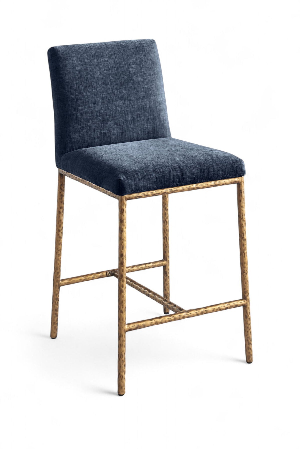 Reeves - Chenille Fabric Upholstered Counter Stool (Set of 2) with Gold Base