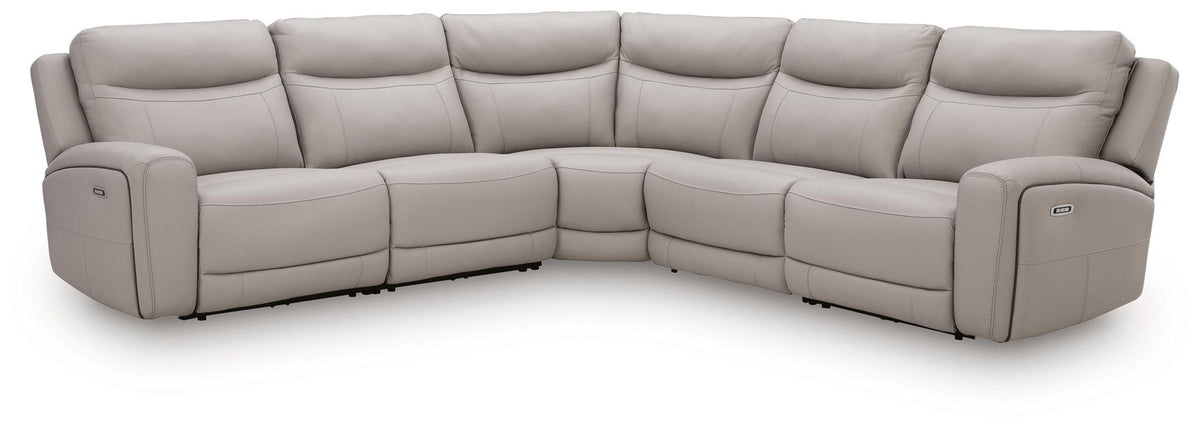 Gravier Gray Power Reclining Sectional — 5-Piece Power Reclining Sectional