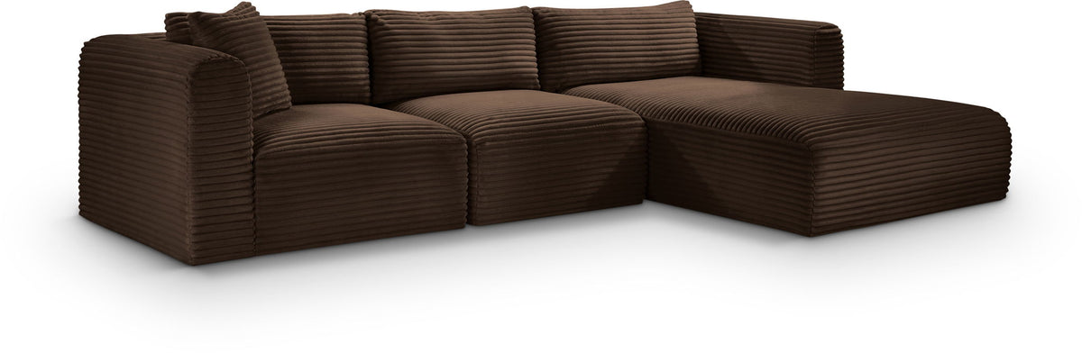 Shaggy Modular Sectional — 3-Piece Sectional — Brown