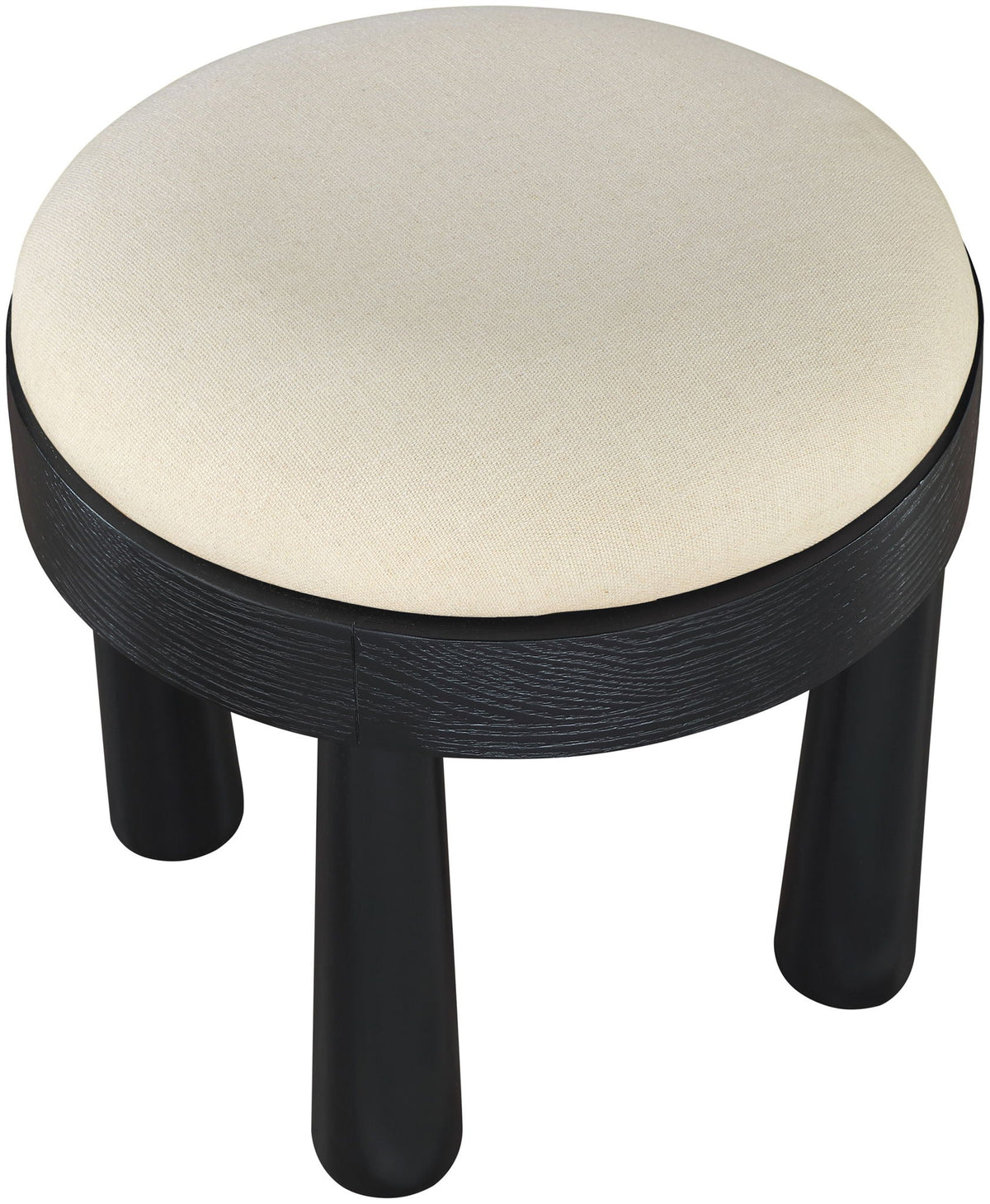 Larea Linen Ottoman — Black Base, 3 Colors - Cream
