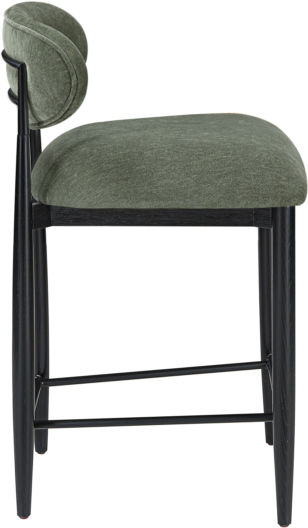 Riccio Fabric Counter Stool with Black Frame & Black Accents