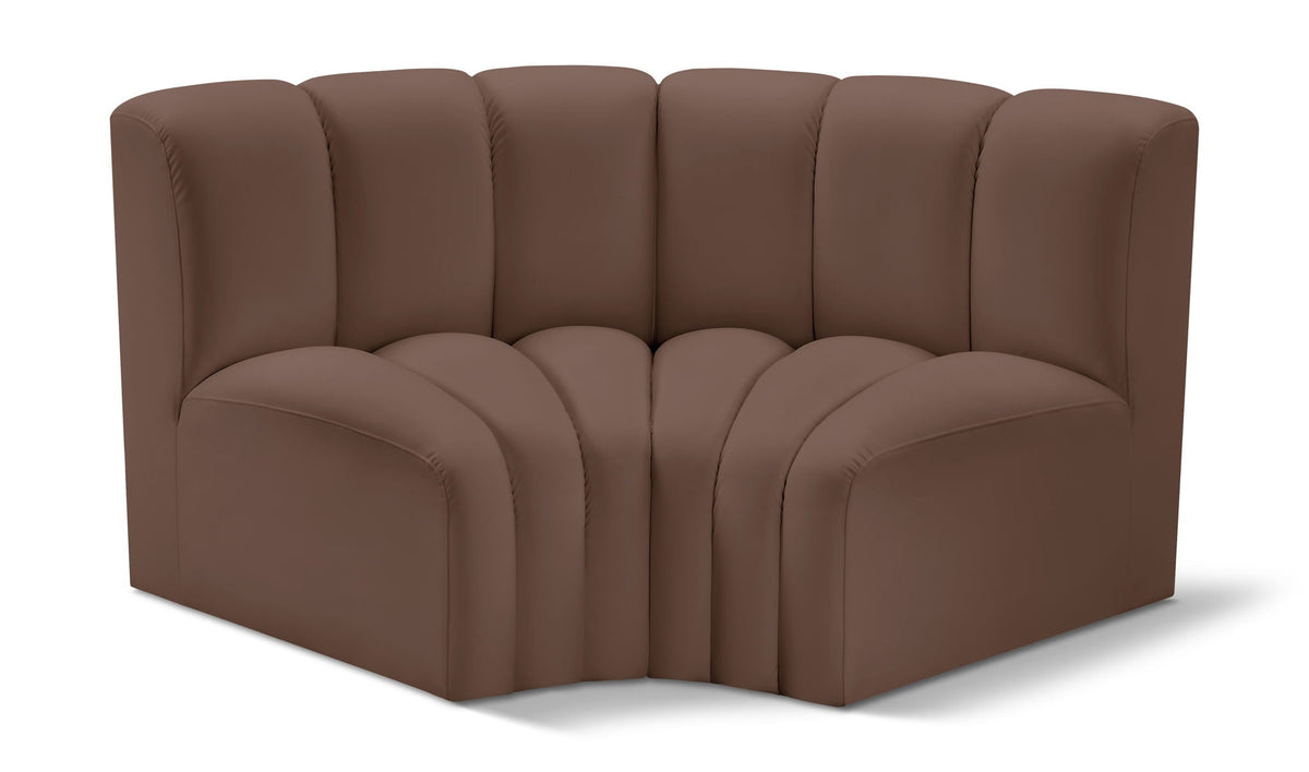 Arc Faux Leather Modular Sectional — 2-Piece Sofa (33" Deep) — Brown