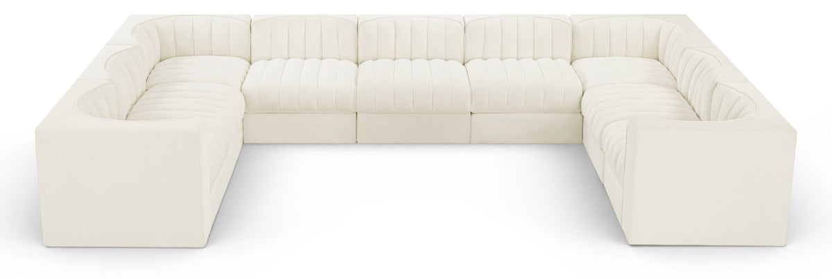 Rummi Performance Velvet Modular Sectional — 9-Piece Sectional — Cream