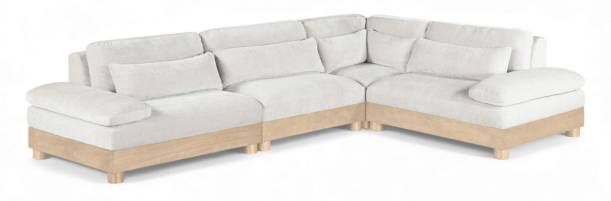 Turin Chenille Modular Sectional — 4-Piece Sectional (127.75" Wide) — Cream