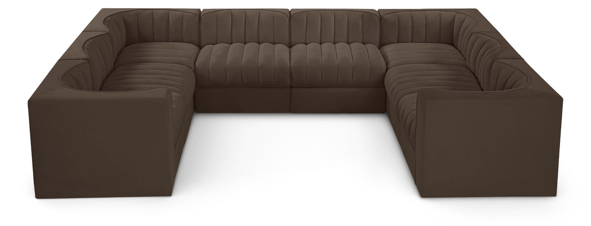 Rummi Performance Velvet Modular Sectional — 8-Piece Sectional — Brown