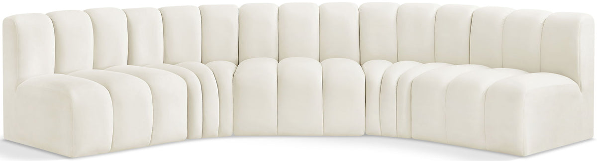 Arc Velvet Modular Sectional — 5-Piece U-Shaped Sectional — Cream