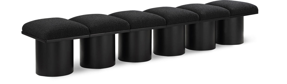 Pavilion Modular Bench 6-Piece Bench, 93"W x 18"D — Black / Black Base