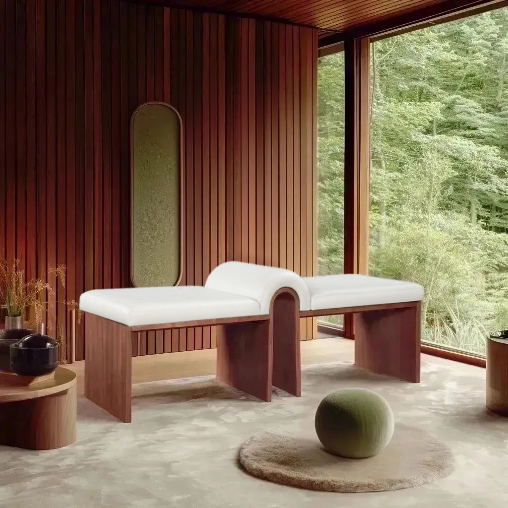Delphine - Bench with Walnut Base